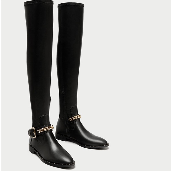 black flat over the knee boots